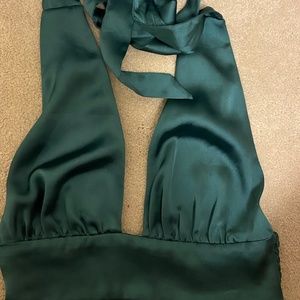 Green Satin Halter Top, From brand GARAGE, Size XS